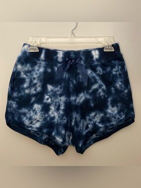 KYODAN Blue Tie Dye High Rise Waist Lounge Sleep Dolphin Shorts Pockets XS/S